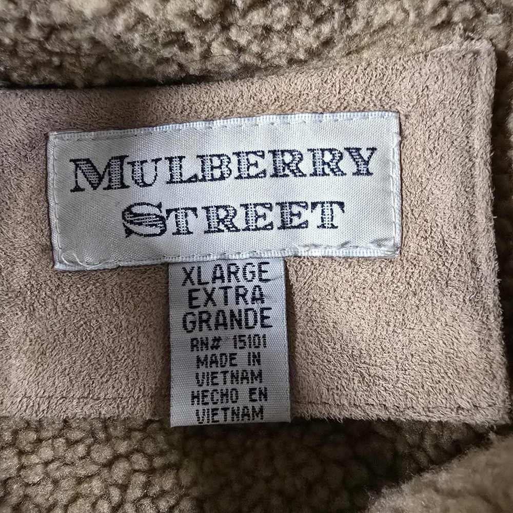 Mulberry Street Womens XL Faux Suede Sherpa Coat Tan Button Front Jacket - Picture 2 of 10